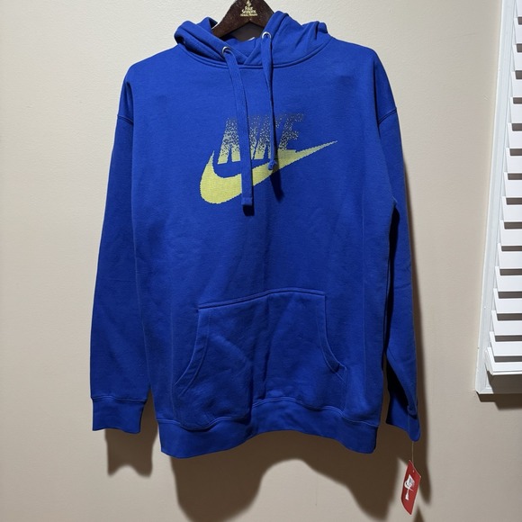 Nike Other - Nike Futura Blue Yellow Long Sleeve Pullover Hoodie size Large NEW